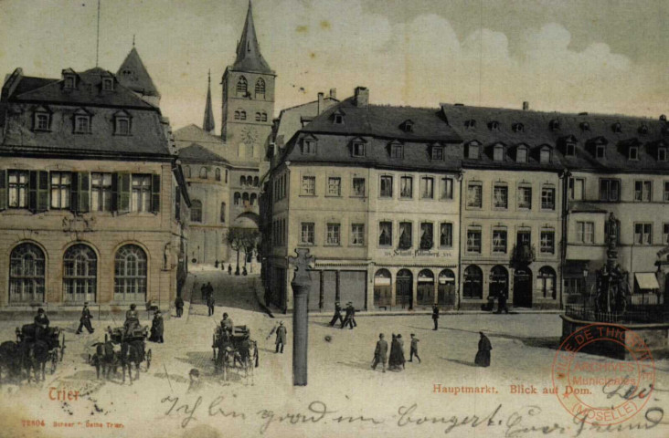 Hauptmarkt. Blick auf Dom.Trier.