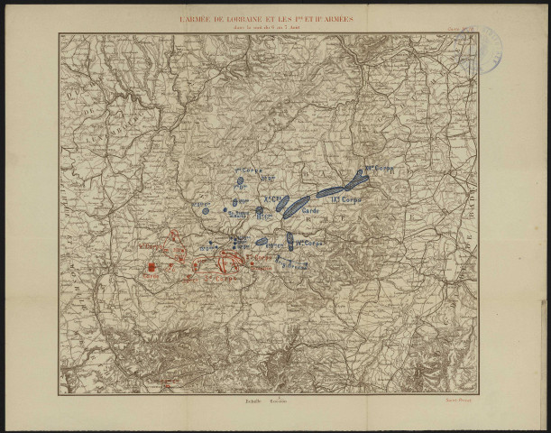 L'ARMEE DE LORRAINE ET LES 1RE ET IIe. ARMEES dans la nuit du 6 au 7 août. Carte N°18