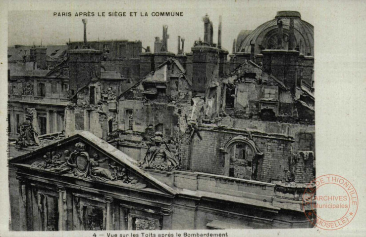 Paris après le siège et la commune - Vue sur les Toits après le Bombardement