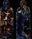 Cathédrale de Metz - Vitraux 1962 - Abside Nord - Gauche: Le songe de Jacob - Droite: Moïse devant le buisson ardent