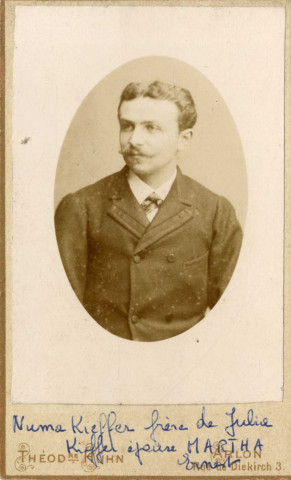 [Portrait de Numa Kieffer frère de Julie Kieffer épouse d'Ernest Martha, dans les années 1890]