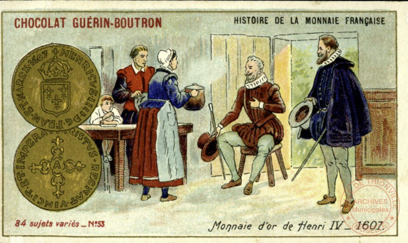 Histoire de la monnaie française - Monnaie d'or de Henri IV 1607