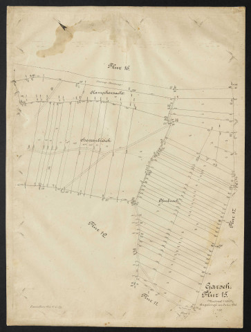 Garsch, Flur 15 Massstab 1:1000. Angefertigt im Jahre 1906.