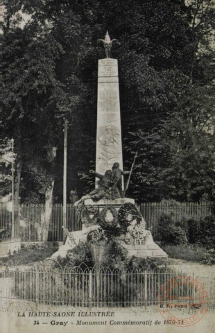 LA HAUTE-SAONE ILLUSTREE : Gray - Monument Commémoratif de 1870-71