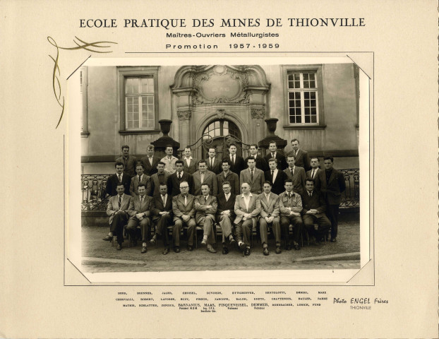 École pratique des mines de Thionville. Maïtres-Ouvriers Métallurgistes. Promotion 1957-1959.
