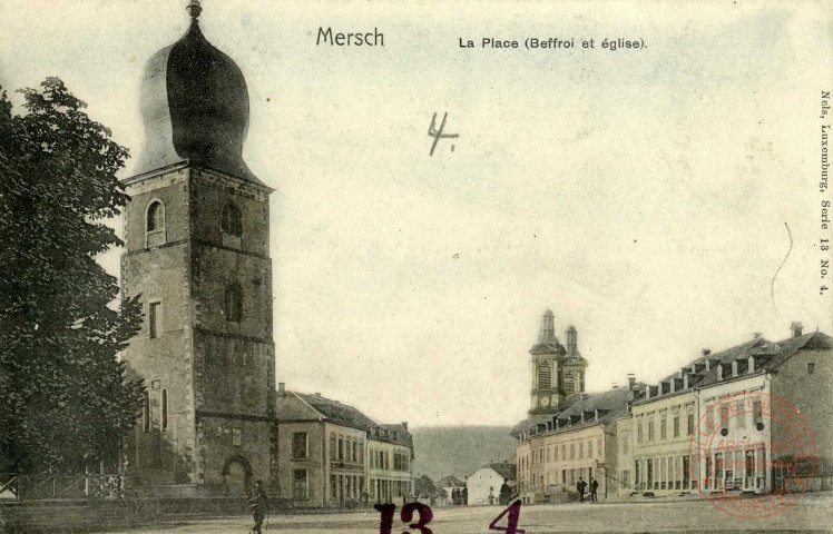 Merch. La Place(Beffroi et église).