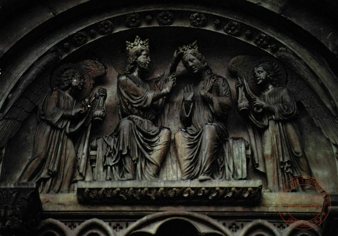 Strasbourg : La Cathédrale : Le Couronnement de la Vierge Portail de l'Horloge : Tympan de droite (XIIIe S.)