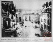 La porte du pont de la Moselle avec la première garde prussienne - Le lendemain de la capitulation, 21 novembre 1870 (Cliché P. Heckmann)