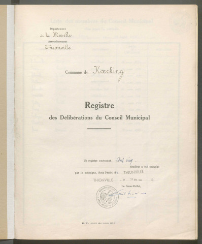 Registre de délibérations (1961-1970)