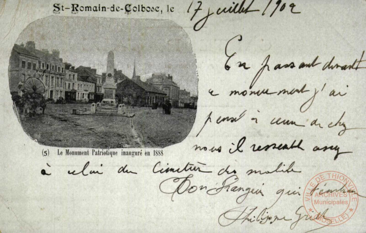 St-Romain-de-Colbosc le : Le Monument Patriotique inauguré en 1888