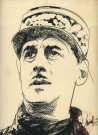 Portrait de Charles de Gaulle réalisé par Raymond Moretti au salon du livre à Paris en 1979