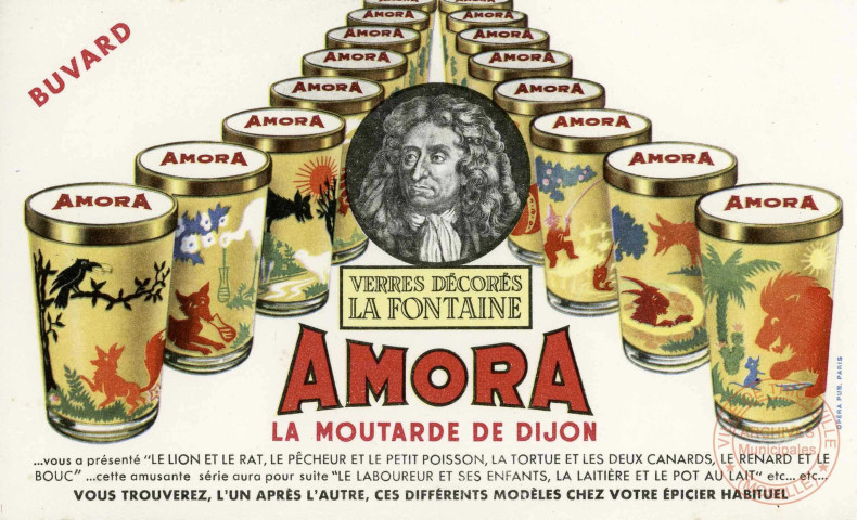 Fables de La Fontaine - verres décorés de la marque Amora