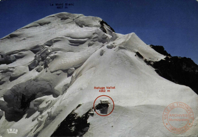 CHAMONIX - MONT-BLANC 1867- Le Mont-Blanc (4807m). Refuge et Observatoire Vallot (4362m). Vue aérienne.
