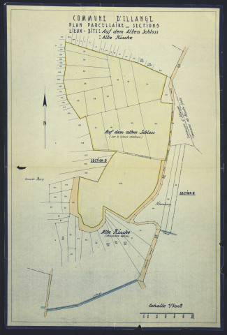 COMMUNE D'ILLANGE PLAN PARCELLAIRE SECTION 5 LIEUX-DITS : AUF DEM ALTEN SCHLOSS, ALTE KIRCHE