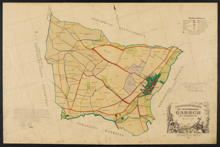 Uebersichtekarte der Untergemarkung Garsch Kreis Diedenhofen Ost.