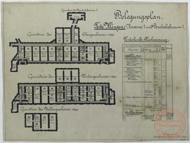 BELEGUNGSPLAN. FESTE ILLINGEN : KASERNE 1 UND BEREITSCHAFTSRAUM 1.