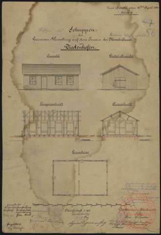 SCHUPEN DER GARNISON VERWALTUNG AUF DEM TERRAIN DER MOSEL INSEL ZU DIEDENHOFEN. BLATT 4.