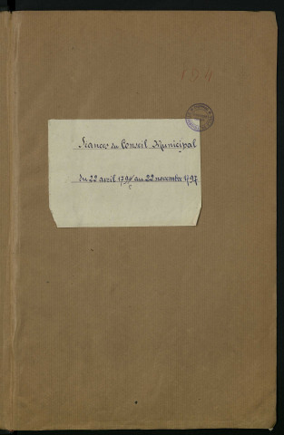 Registre de délibérations du conseil municipal du (3 floréal an 3 au 1er frimaire an 6)