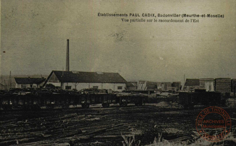 Etablissement PAUL CADIX, Badonviller (Meurthe-et-Moselle) - Vue partielle sur le raccordement de l'Est