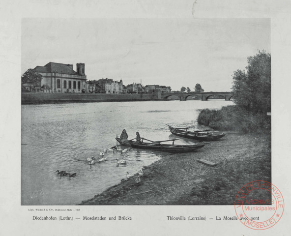 Diedenhofen (Lothr.) - Mselstaden und Brücke
Thionville (Lorraine) - La Moselle avec pont