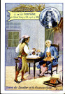 J. de la FONTAINE né à Château Thierry en 1621, mort en 1695 - Scène du Savetier et le Financier (fable)