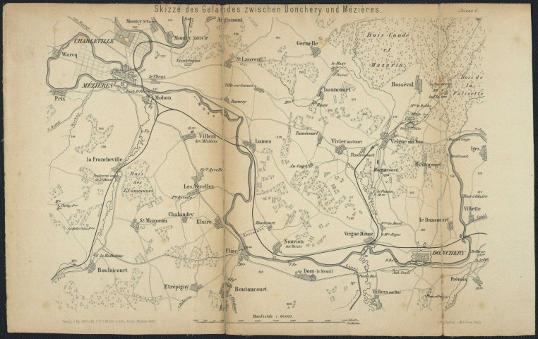SKIZZE DES GELÄNDES ZWISCHEN DONCHERY UND MEZIERES