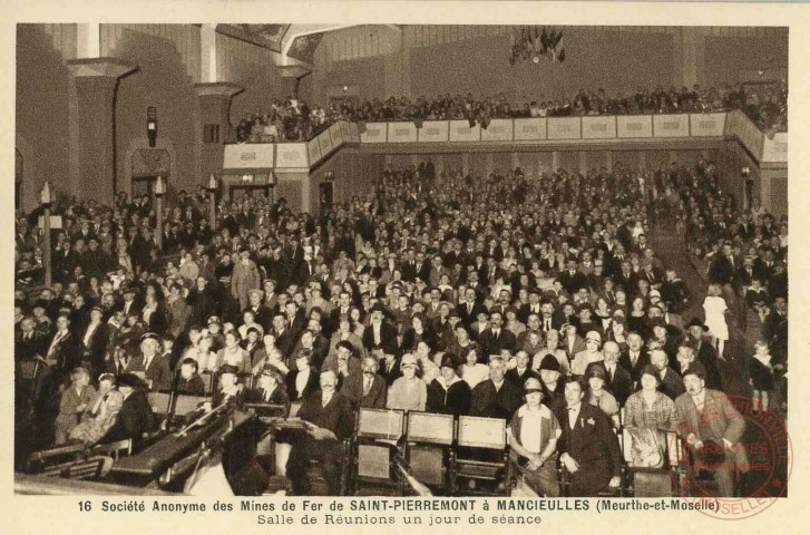 16 - Société Anonyme des Mines de Fer de Saint-Pierremont à Mancieulles (Meurthe-et-Moselle) - Salle de réunions un jour de séance