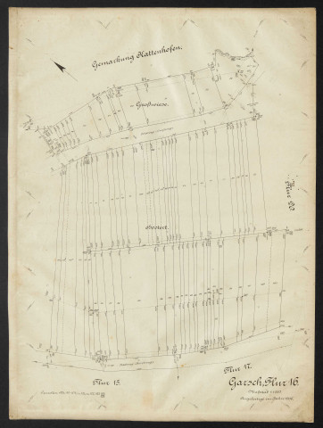 Garsch, Flur 16 Massstab 1:1000. Angefertigt im Jahre 1906.