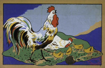 [Peinture - Guerre de 1914 (coq-poussins-poule)]