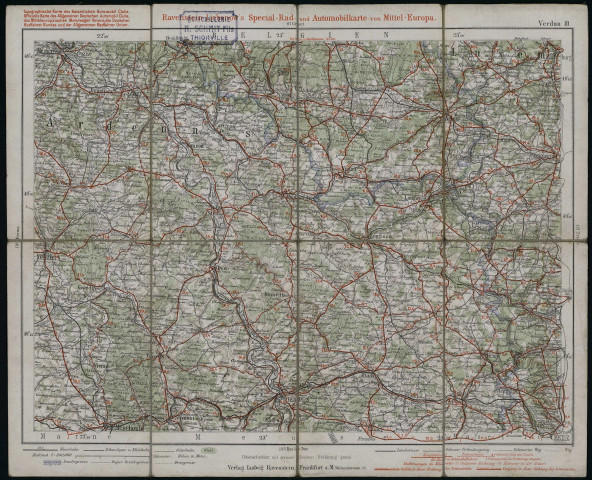 RAVENSTEIN-LIEBENOW'S RAD-U. AUTOMOBILKARTE VON MITTEL-EUROPA : DEUTSCHLAND NIEDERLAND, BELGIEN NEBST TEILEN VON ÖSTERREICH-UNGARN, FRANKREICH, RUSSLAND UND SCHWEIZ. BLATT 111 : VERDUN