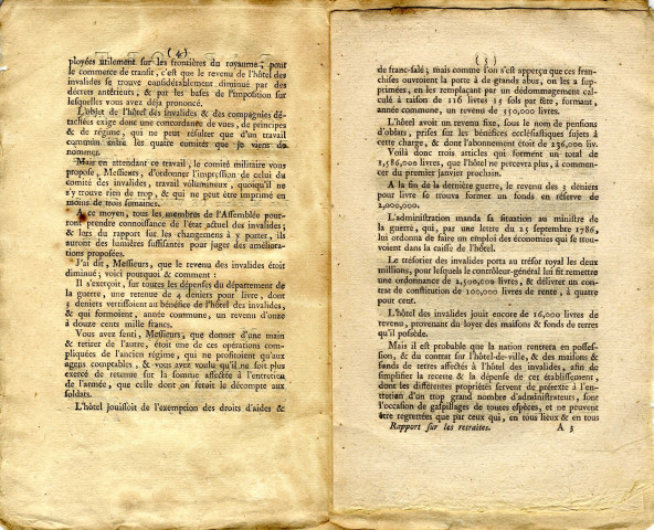 Rapport sur les retraites des sous-officiers et soldats, fait, au nom du Comité militaire, dans la séance du matin du lundi 22 novembre 1790. Par Félix de Wimpfen, député du Calvados, Paris, imprimerie nationale, 1790, 12p.