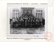 Hauts-fourneaux réunis de Saulnes et Uckange. Remise des médailles du travail au personnel de la mine de Hettange-Grande. 1er décembre 1973.