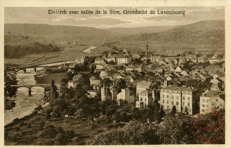 Diekirch avec la vallée de la sûre, Granduché de Luxembourg.