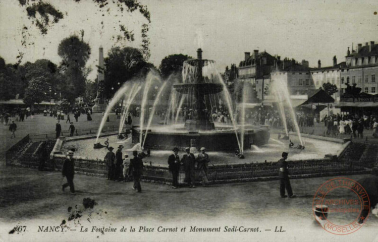 NANCY - La Fontaine de la Place Carnot et Monument Sadi-Carnot