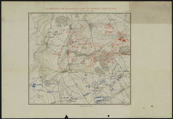 LA BATAILLE DE REZONVILLE SUR LE TERRAIN NORD-OUEST, vers 3 h du soir. Carte N°45