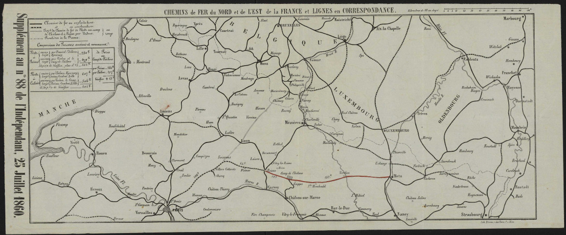 CHEMINS DE FER DU NORD ET DE L'EST DE LA FRANCE ET LIGNES EN CORRESPONDANCE