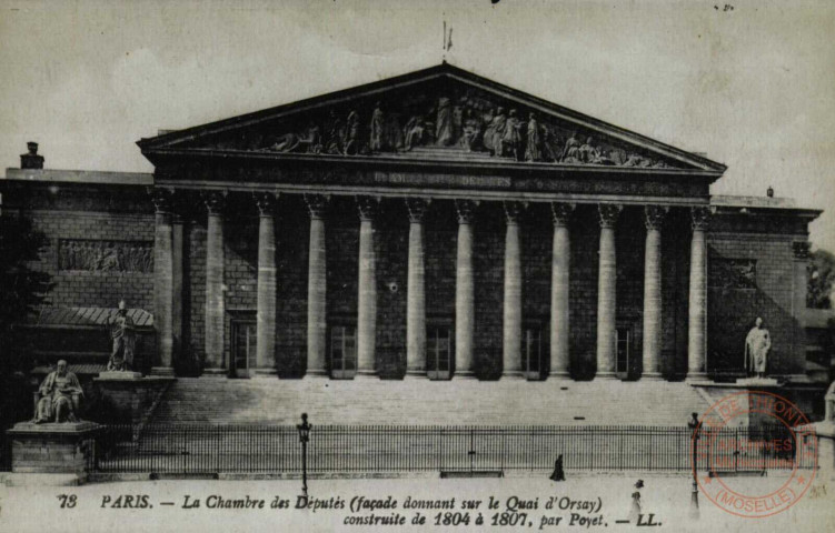 PARIS - La Chambre des Députés (façade donnant sur le quai d'Orsay) construite de 1804 à 1807, par Poyet)