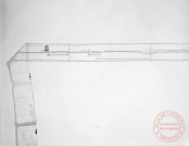 Thionville 1740 (lot de 3 photos à raccorder) - Profil pour faire voir le niveau des eaux au-dessus des radiers du pont couvert de la Moselle