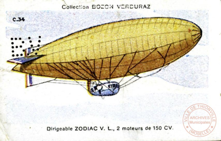 Dirigeable Zodiac V.L., 2 moteurs de 150 CV.