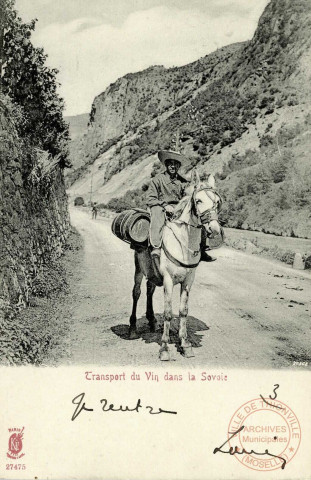 Transport du Vin dans la Savoie.