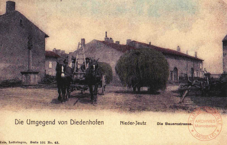 [Die Umgegend von Diedenhofen - Nieder-Jeutz - Die Bauernstrasse (Les environs de Thionville - Basse-Yutz - La rue des fermiers]