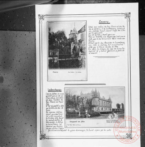 Exposition sur les fortifications à Thionville en 1970 par Georges Martig - Le château de Ennery et le château de Ladonchamps