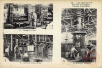 Le Creusot - Usines Schneider, fours à puddler - 1. Sortie du bloom de fer - 2. Martelage du bloom - 3. Etirage du bloom