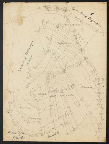 Bevingen, Flur 8 Massstab 1:1000.