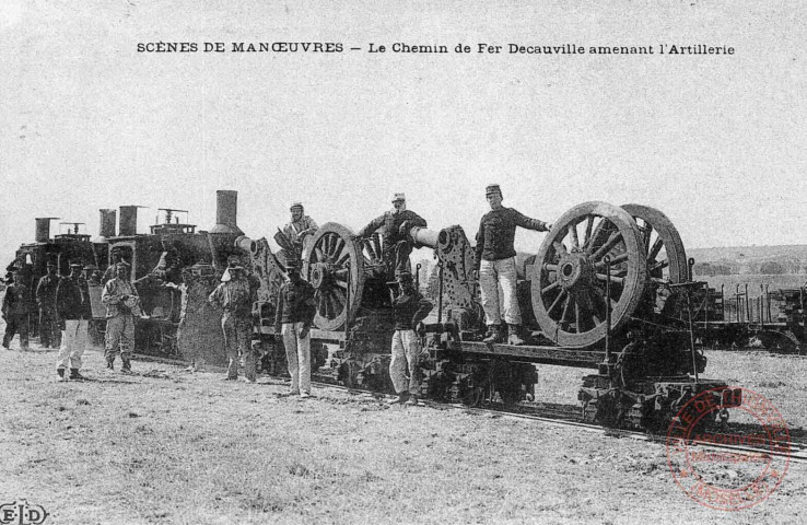 Cartes d'Autrefois (1890-1920) - Guerres et militaires - Scènes de Manœuvres - Le chemin de fer Decauville amenant l'Artillerie