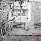 Thionville 1853, coupes et élévations de la porte du pont de la Moselle, élévation extérieure et coupe - Extrait de "Atlas des bâtiments militaires", génie, région de Metz