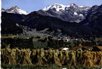 Les Contamines (1.164m.) - Vue générale, Le Bionassay et les Dômes de Miage