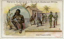 Soulèvement des Hereros en Afrique du Sud-Ouest allemande. Un homme Herero ligoté.