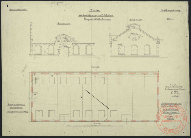 NEUBAU EINES EXERZIERHAUSES DEM FUSS-ARTILLERIE ÜBUNGSPLATZ BEI NIEDER-GENTRINGEN.