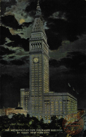 The Metropolitan Life Insurance Building, By Night. New York City.